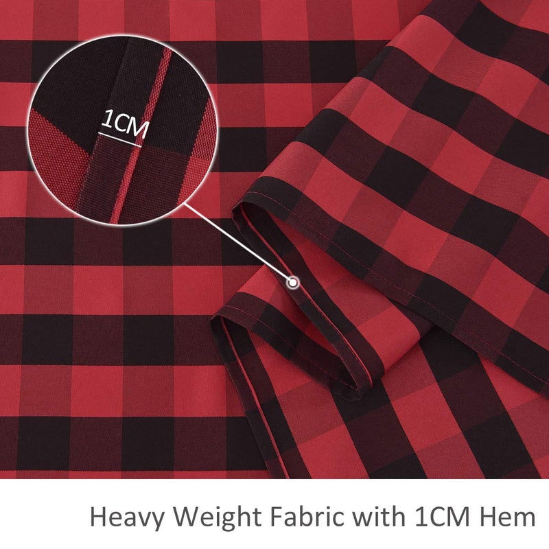 maxmill Checkered Square Tablecloth Stain Resistant Waterproof and Wrinkle Resistant Washable Heavy Weight Soft Table Cloth Gingham for Dining Room and Outdoor Use, 52 x 52 Inch Black and Red - Image 5